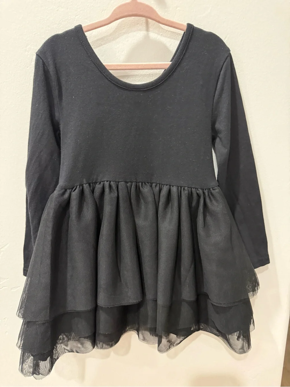 Old Navy Black Long-Sleeve Cat Face Tulle Dress Top